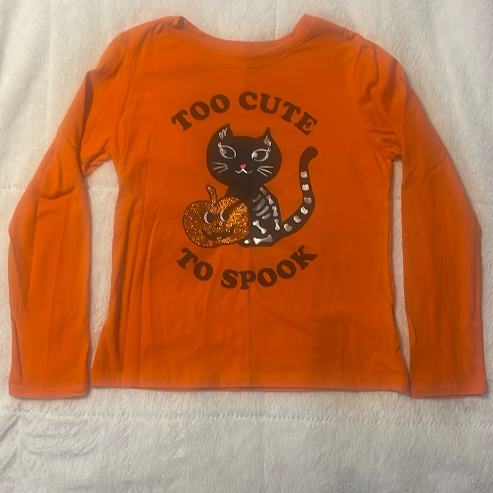 Halloween Skeleton Cat and Pumpkin long sleeve shirt